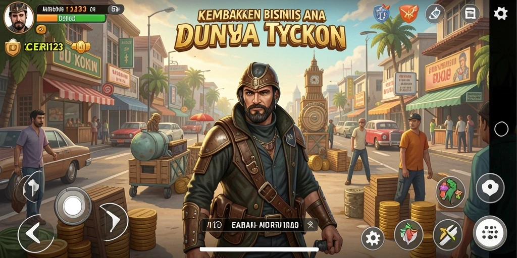 Screenshot gameplay CERI123 menampilkan suasana bisnis yang dinamis dan interaktif.