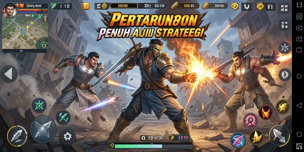 Tangkapan layar E88 menampilkan pertarungan intens dengan karakter yang beraksi.
