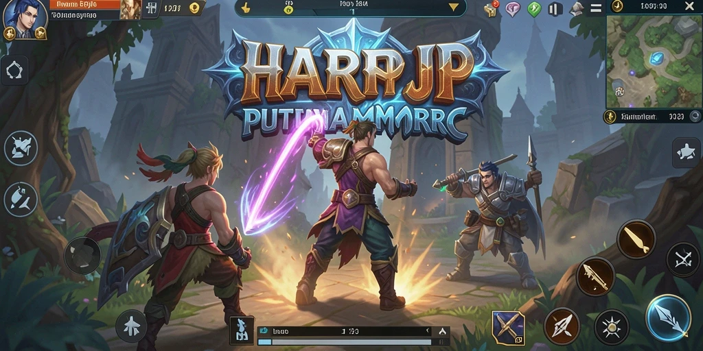 Tampilan dinamis dari gameplay seru HARAPJP di dunia MMORPG.