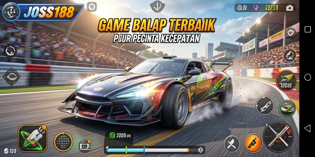 Tampilan gameplay balapan yang menegangkan di JOSS188.