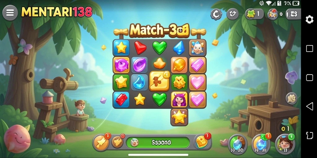 Screenshot gameplay MENTARI138 menampilkan serunya mencocokkan item.